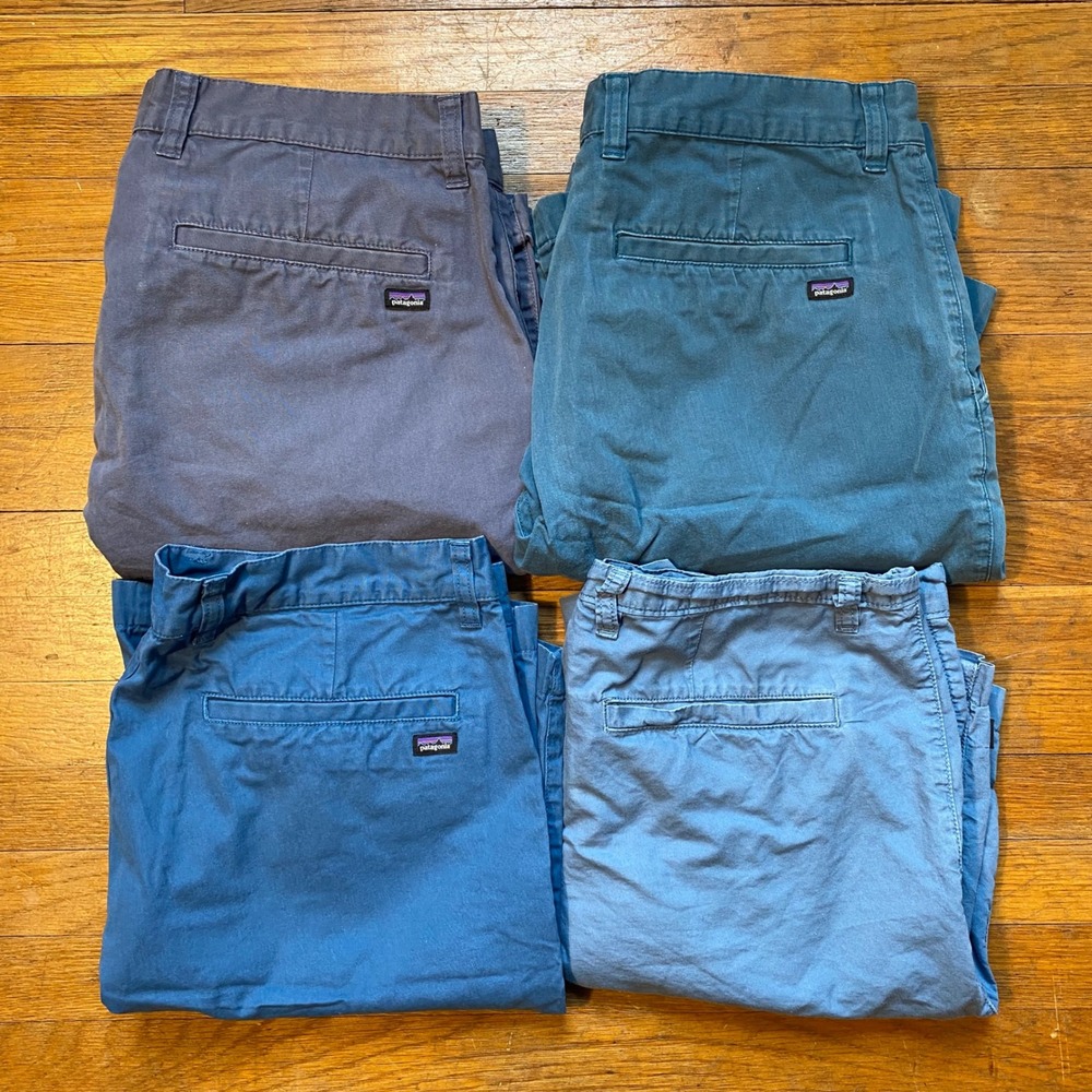 Lot of 4 Patagonia Mens Organic Cotton Chino Shorts Size 34 Blue Grey Bundle